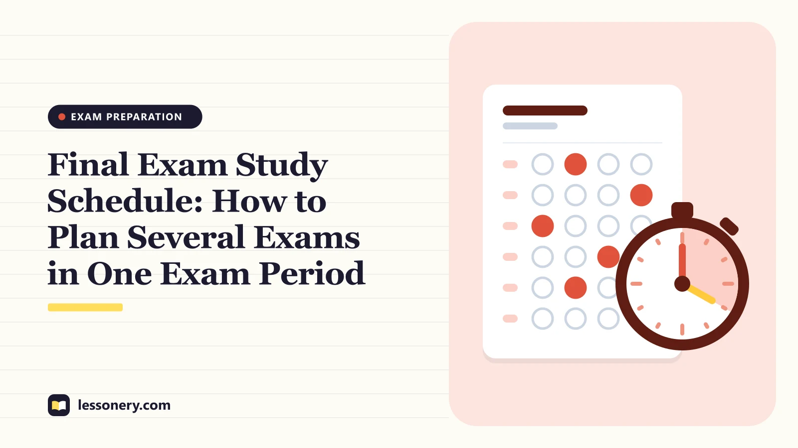 Illustration of an answer sheet with filled bubbles and a stopwatch for a guide to making a final exam study schedule